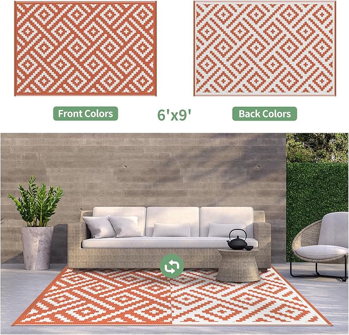 GENIMO Outdoor Rug for Patio, Waterproof Halloween RV Camping Mat Lightweight - Image 2