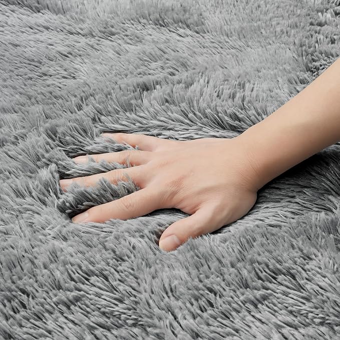 6x9 Area Rug for Living Room:Ultra Soft Fluffy Shag Light Grey Rugs, Large - Image 7