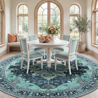 RELEANY Area Rugs Round 10ft Washable Non-Slip, Floral Vintage Distress - Image 3