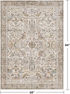 Moss 5x7 Living Room Area Rug, Vintage Washable Rug - Image 2