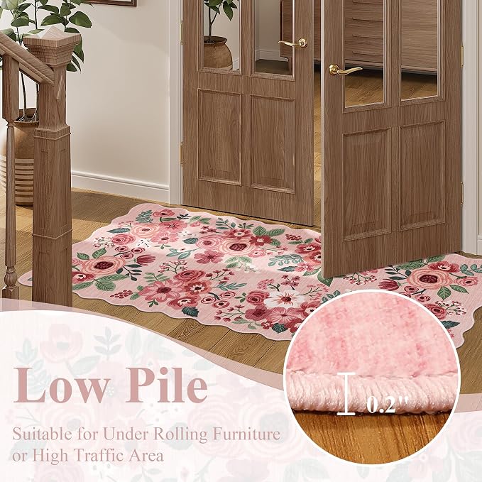 DUKINO 3x8 Washable Runner Rug, Soft Indoor Floral Non Slip Long Runner Rug - Image 8