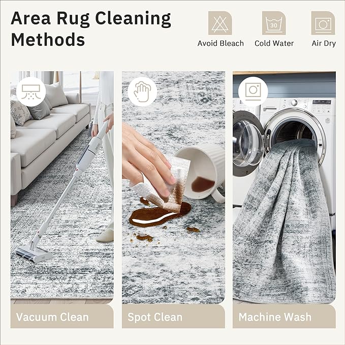 Soalmost 10x14 Area Rugs for Living Room, Non Slip Machine Washable Vintage Rugs - Image 6