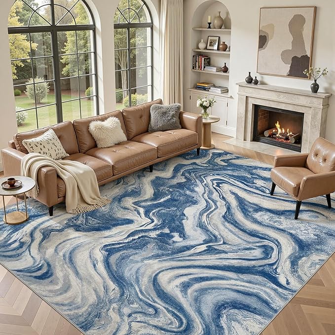 DMOYEST 8x10 Area Rug for Living Room:Washable Modern Neutral Abstract Rug by DMOYEST