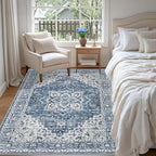 4x6 Area Rugs for Living Room: Washable Rug Soft Vintage Boho Medallion Carpet - Image 3