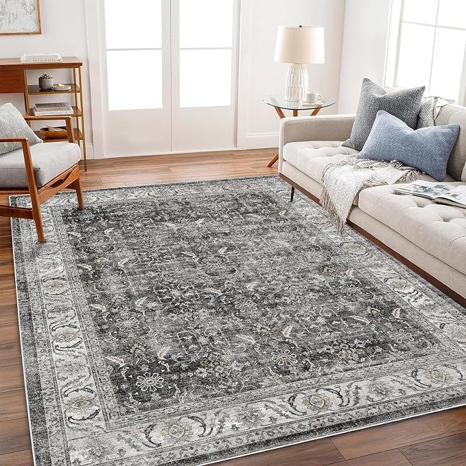 CHAMPLANT Area Rug 5'x7' Washable Rug Vintage Traditional Floor Cover Thin by CHAMPLANT