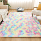 Litanika 4x6 Shag Area Rug for Living Room Bedroom, Tie-Dyed Rainbow High Pile - Image 2