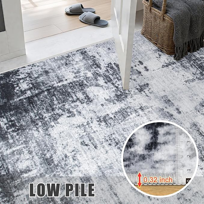 Round Area Rug for Living Room: 4 ft Washable Modern Abstract Soft Thin Rug - Image 6