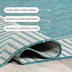 Nuloom Asha Teal/Ivory, Striped Border, Soft and Cozy, High Traffic, Easy Clean - Image 7
