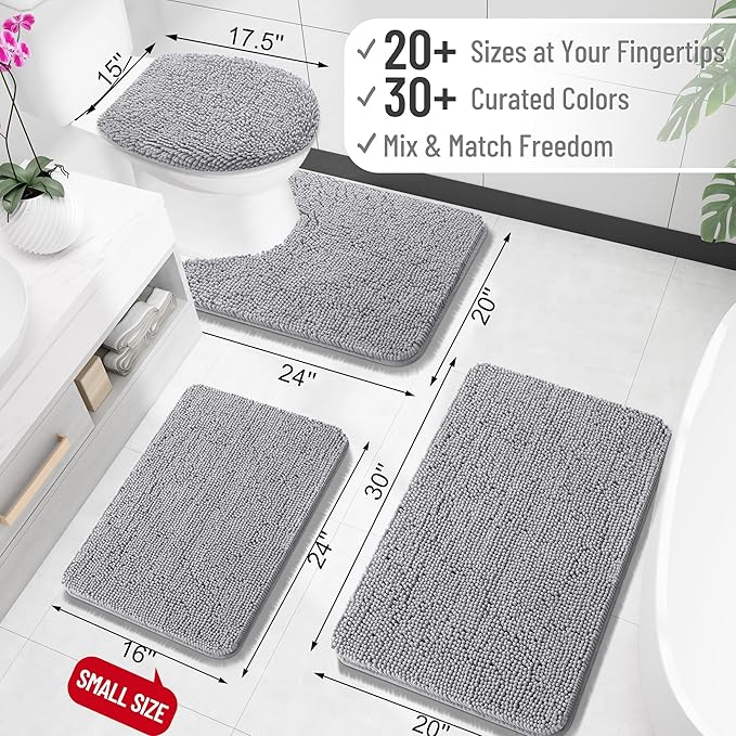 OLANLY Bathroom Runner Rugs 47x24, Extra Soft Absorbent Chenille Bath Rugs - Image 2