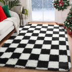 KICMOR Area Rugs for Bedroom Living Room, 4x6 Black and White Fluffy Soft - Image 9