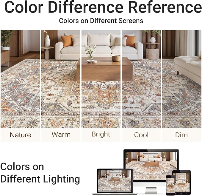 befbee 6x9 Area Rugs for Living Room, Super Soft Ultra-Thin Stain Resistant - Image 6