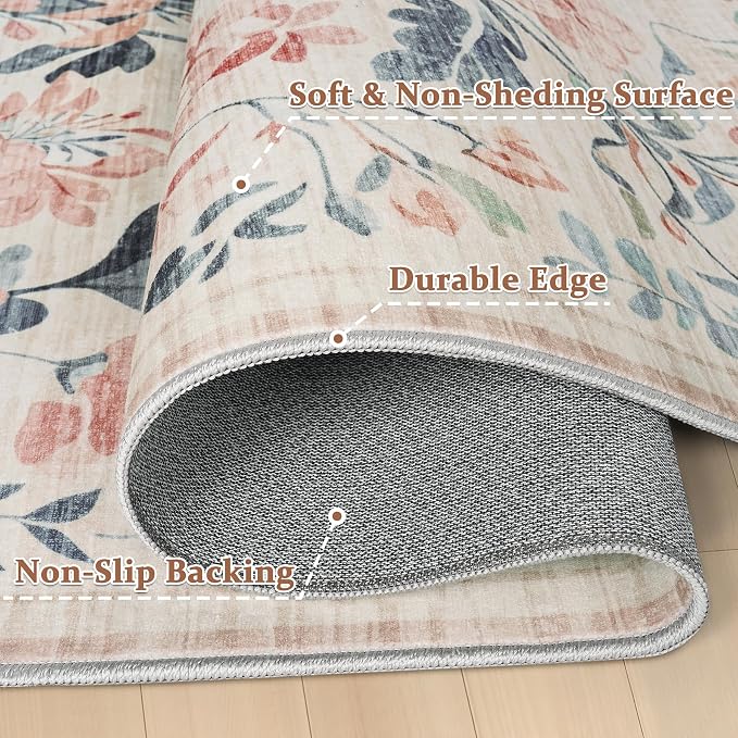 5x7 Area Rugs Washable Rug: Boho Living Room Rug Soft Non-Slip Low Pile Carpet - Image 7