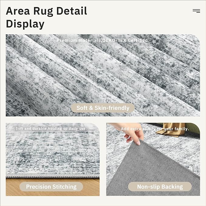 Soalmost 10x14 Area Rugs for Living Room, Non Slip Machine Washable Vintage Rugs - Image 7