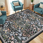 Area Rug Living Room Rugs: Floral 5x7 Washable Rug Vintage Soft Boho Non-Slip - Image 2