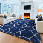 ONASAR Area Rugs for Bedroom Living Room, 4x6 Fluffy Navy Blue and White Throw - Image 6