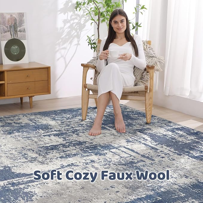 Area Rugs 9x12 Living Room: Washable Large Abstract Modern Soft Rugs Stain - Image 3