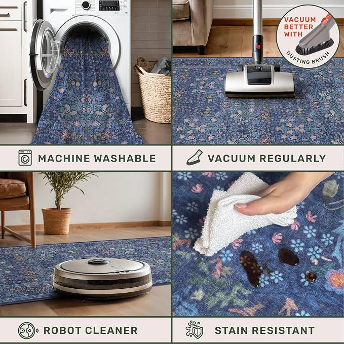 Vintage Dark Blue 4x6 Area Rugs - Image 4