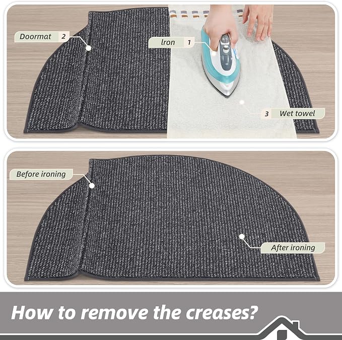 BEQHAUSE Dirt Trapper Door Mat 32" x 48" Half Circle Non-Slip Washable Doormats - Image 9