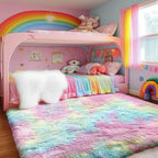 PAGISOFE 3x5 Fluffy Vibrant Rainbow Rug, Bedside Preppy Dorm Area Rug - Image 4