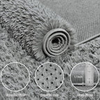 6x9 Area Rug for Living Room:Ultra Soft Fluffy Shag Light Grey Rugs, Large - Image 5