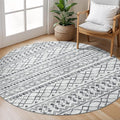 KUTA Boho Round Washable Rugs 5Ft Grey Moroccan Circle Area Rug Non-Slip Soft by KUTA