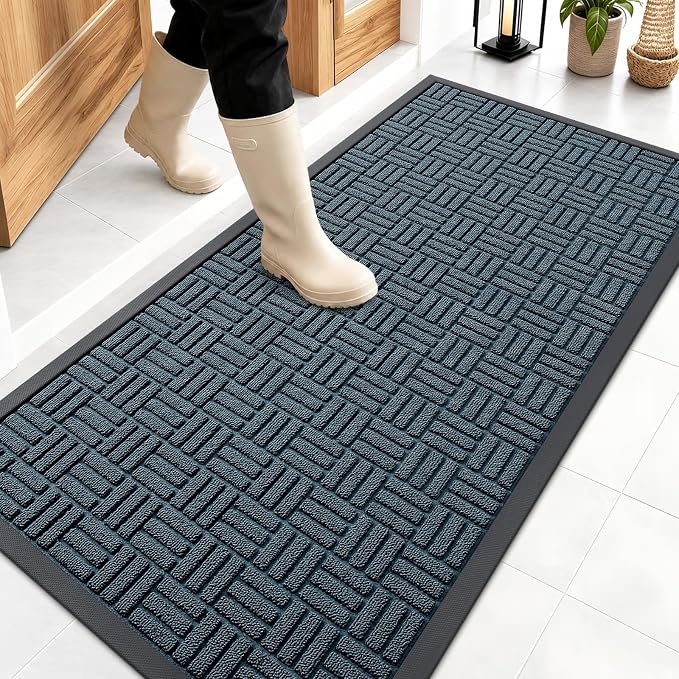 OLANLY Front Door Mat Outside Entrance 47x23, Heavy Duty Sturdy Natural Rubber by OLANLY