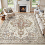 9x12 Washable Area Rugs for Living Room, Large Rug Non Slip Backing Vintage by JessibouAreaRug