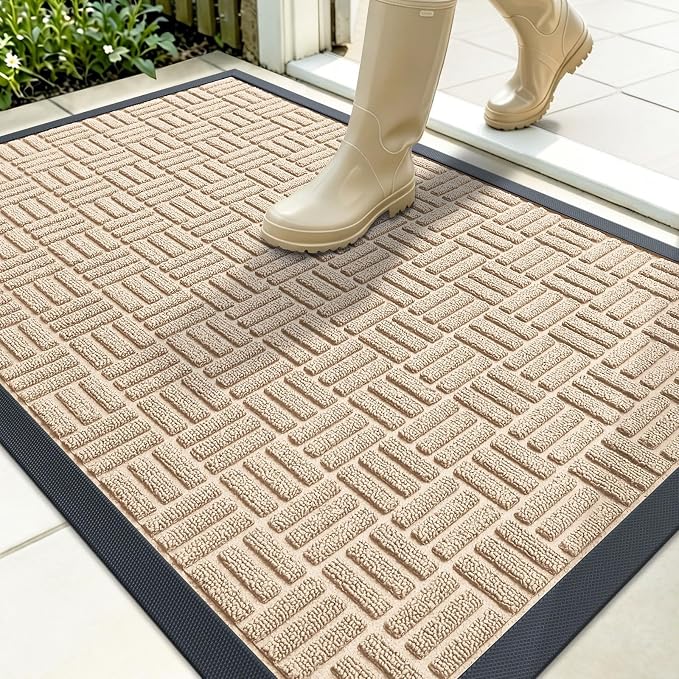 OLANLY Front Door Mat Outside Entrance 35x23, Heavy Duty Sturdy Natural Rubber by OLANLY