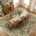 RELEANY Area Rugs Square 10ft Washable Non-Slip, Floral Vintage Distress by RELEANY