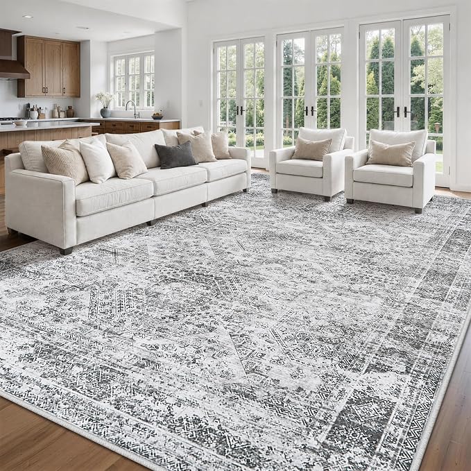 10x14 Area Rugs for Living Room Rug Washable: Abstract Large Rug Indoor Modern - Image 3