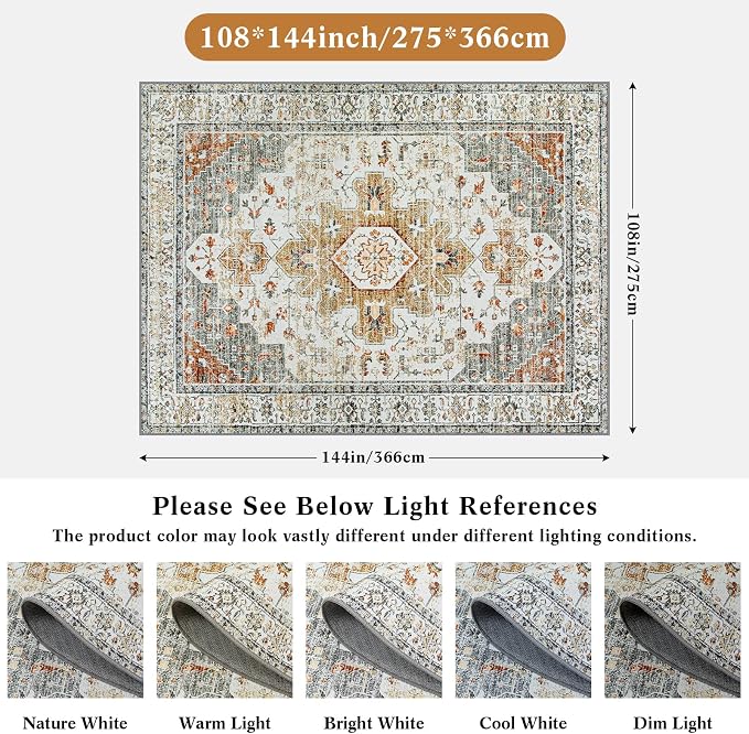 Moynesa Living Room Area Rug 9x12, Ultra-Thin Washable Large Rugs - Image 2