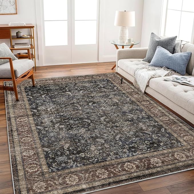 CHAMPLANT Area Rug 6'x9' Washable Vintage Traditional Floor Cover Thin Retro by CHAMPLANT