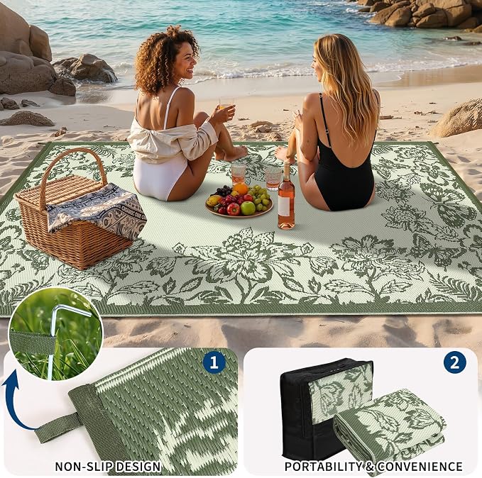 Garvee Outdoor Rugs 9' x 18’ Waterproof Reversible Mats, Large Area Plastic - Image 5