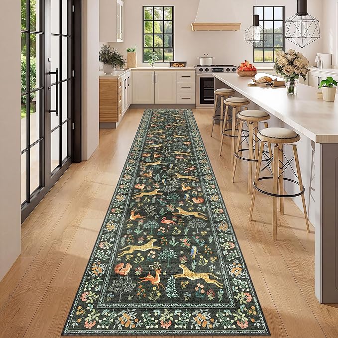 DUKINO 2.6x12 Hallway Runner Rug, Vintage Washable Loog Kitchen Rug - Image 3