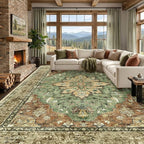 RELEANY Area Rugs Large 10'x12' Washable Non-Slip, Floral Vintage Distress by RELEANY