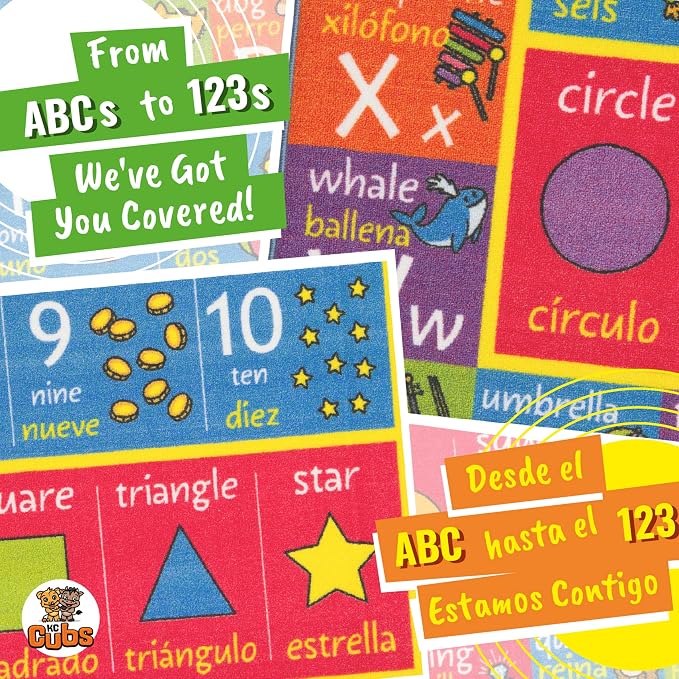 KC Cubs Bilingual Educational Kids Rug – English & Spanish ABC Alphabet - Image 8