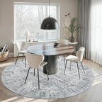 Soalmost 8x8 Grey Round Rug 8ft Living Room Circle Rug Vintage Round Area Rug - Image 9