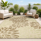 JONATHAN Y Floral Textured Weave Indoor Outdoor Area Rug 6X9 Sage/Brown by JONATHANY