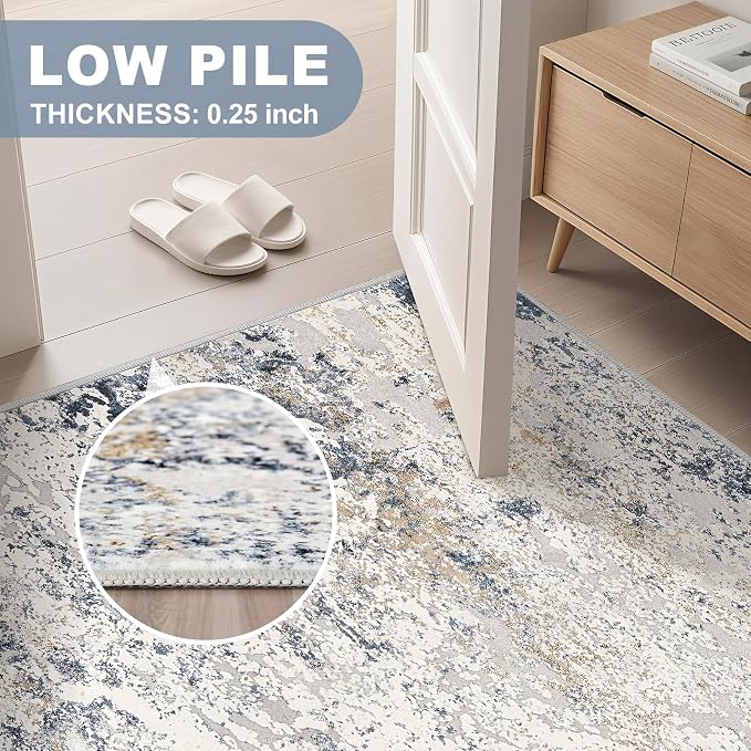 DMOYEST Washable Runner Rug for Hallway: 2.6x10 Neutral Modern Abstract Low - Image 7