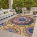 Arenarug Meditation Indoor Outdoor Rug 4x6 ft Mandala Pattern Rug Boho Style by ArenaRug