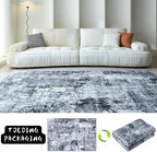 Rugcomf Area Rug 5x7 Washable Rug Boho Soft Abstract Pattern Non-Slip Faux Wool - Image 5