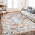 CHAMPLANT 4x6 Washable Vintage Area Rug Tangerine Traditional Floor Cover by CHAMPLANT