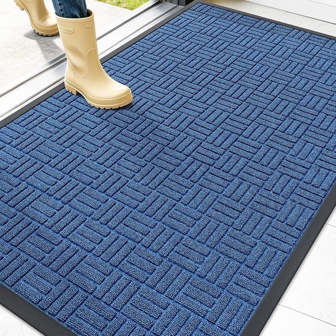 OLANLY Front Door Mat Outside Entrance 47x32, Heavy Duty Sturdy Natural Rubber by OLANLY