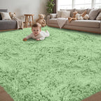 8x10 Area Rug for Living Room:Ultra Soft Fluffy Shag Light Green Rugs, Large by Unknown
