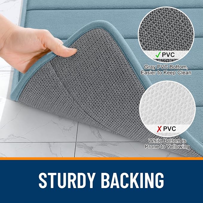 OLANLY Memory Foam Bath Mat 35x16, Super Soft Absorbent Bathroom Rugs, Quick Dry - Image 7