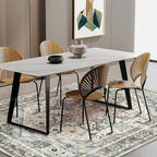 CHAMPLANT 3'x5' Cyan Khaki Vintage Washable Thin Area Rug Traditional Floor - Image 2
