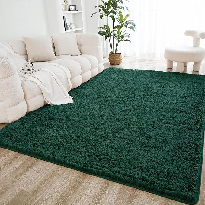 Litanika 6x9 Shag Area Rug for Living Room Bedroom, Emerald Dark Green High by Litanika