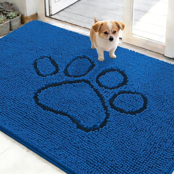 OLANLY Dog Door Mat for Muddy Paws 48x30, Paw Print Design, Absorbs Moisture by OLANLY