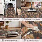 Boho Brown Round Rug 5ft, Soft Washable Throw Carpet - Image 5