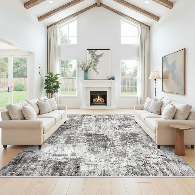 12x12ft Square Living Room Rug – Non-Slip Washable Extra Large Floor Carpet by ZHXXUJ
